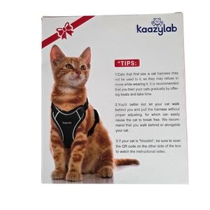 Kaazylab Cat Harness & Leash NEW -Black -Small -Adjustable -Soft -Comfortable